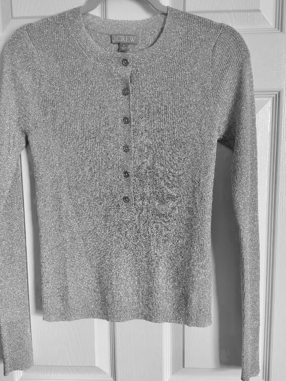 J.Crew Ribbed Henley Sweater with Lurex® Metallic Threads